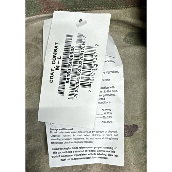Military Coat Army Combat Uniform Insect Shield Camo Jacket Medium Long NEW - Picture 5 of 7